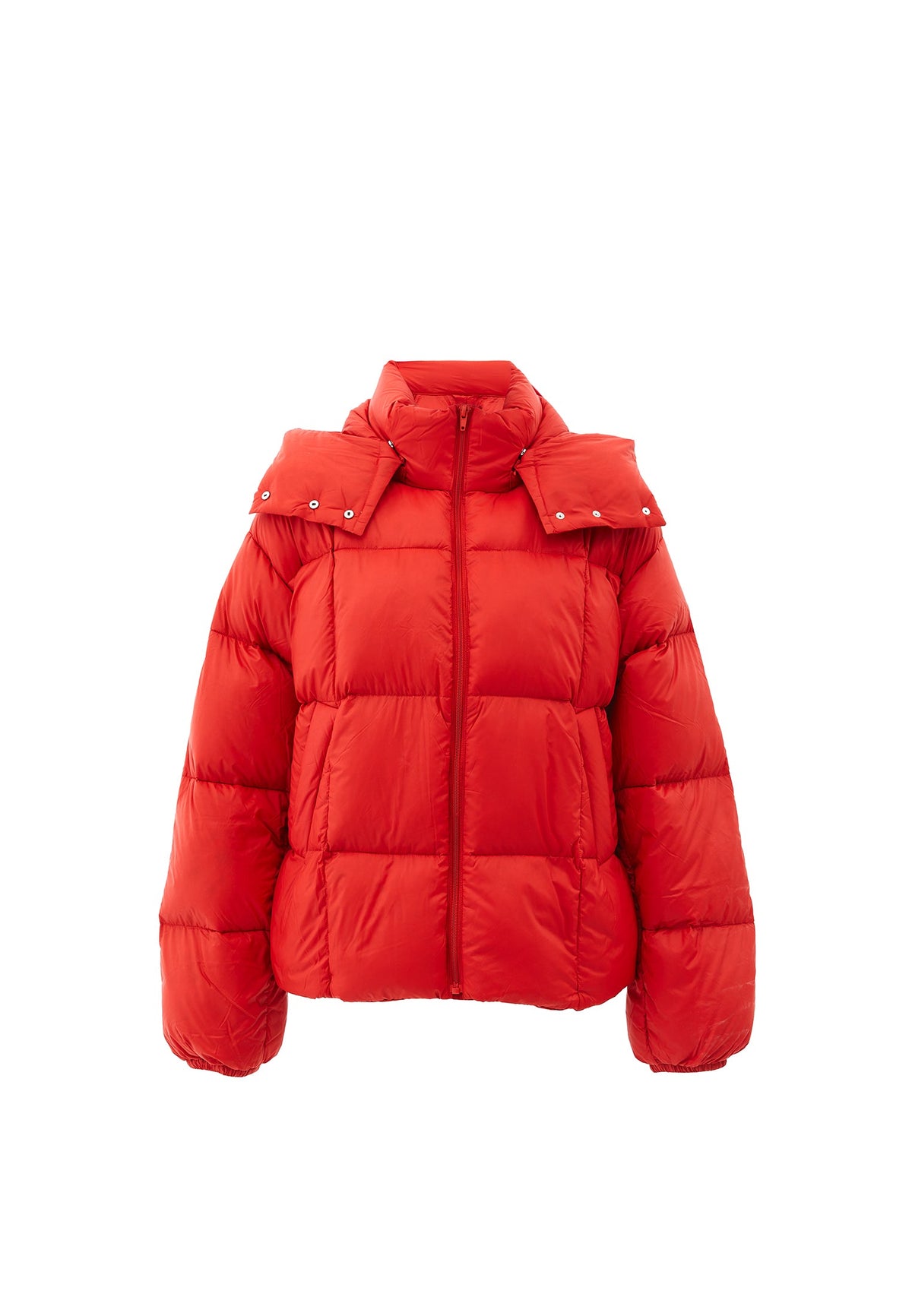 Hooded Oversize Quilted Coat - VALIANT POPPY