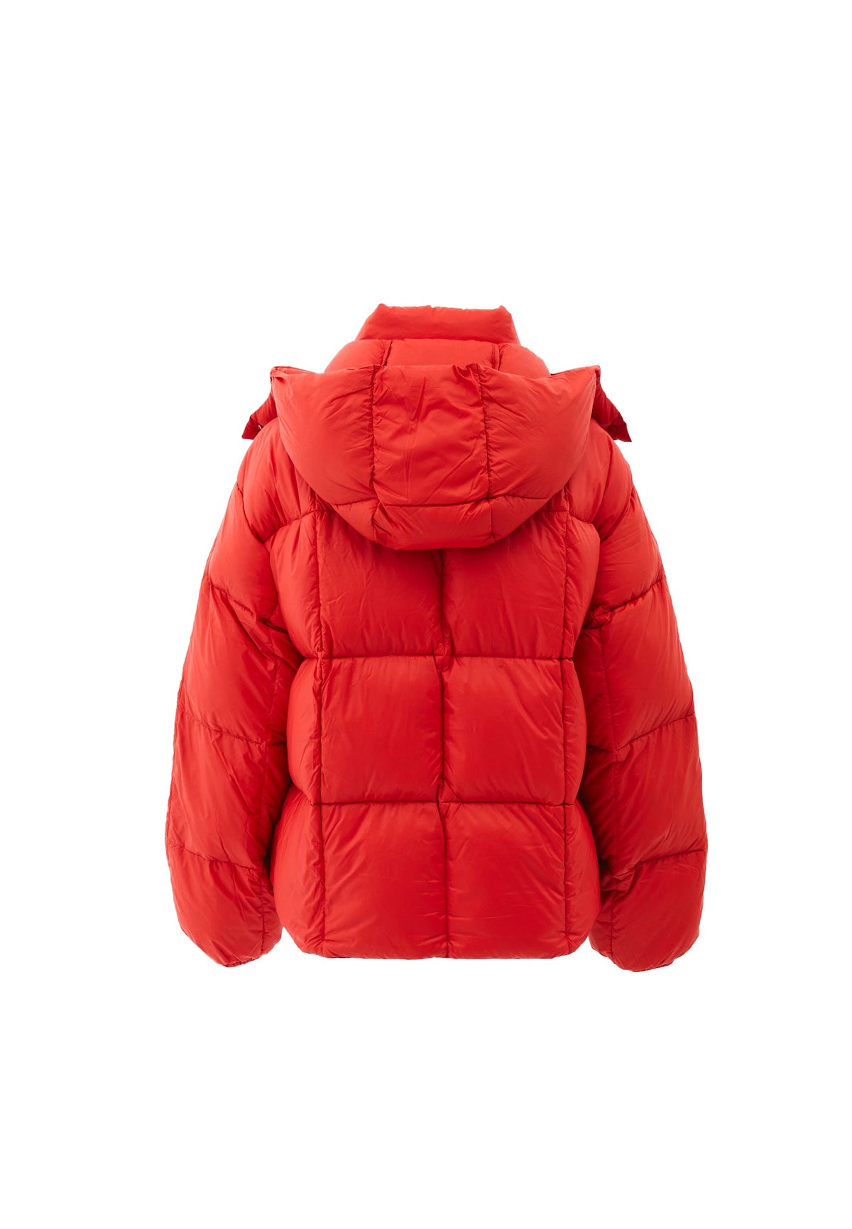 Hooded Oversize Quilted Coat - VALIANT POPPY