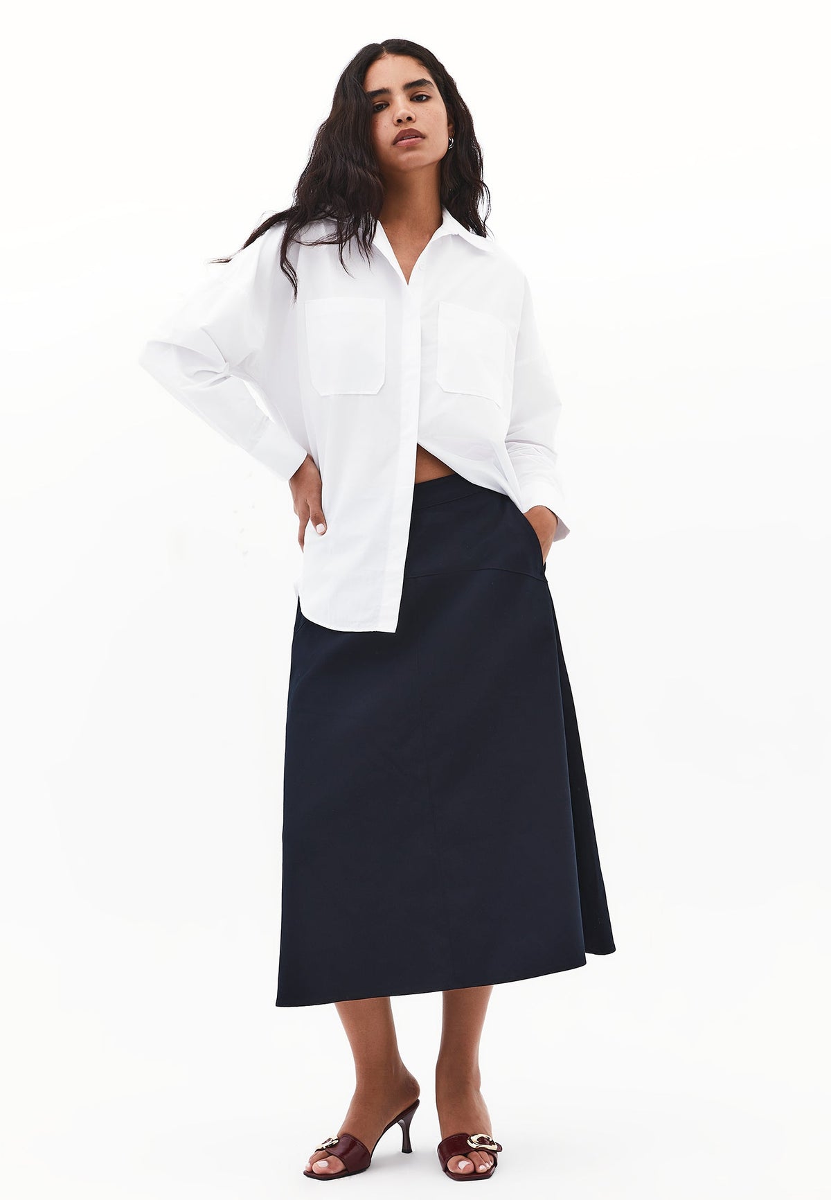 Button Detailed Tunic Shirt - WHITE