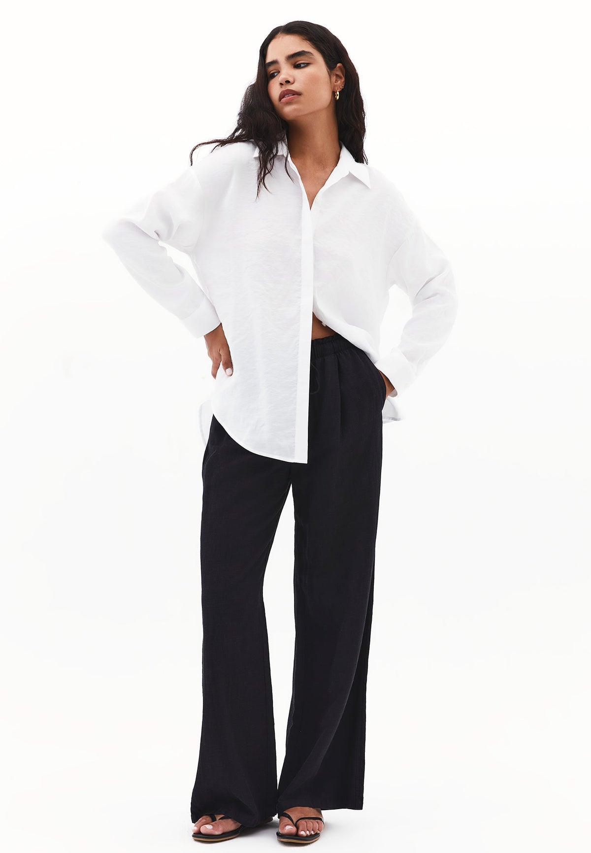 Button Detailed Oversize Shirt - WHITE