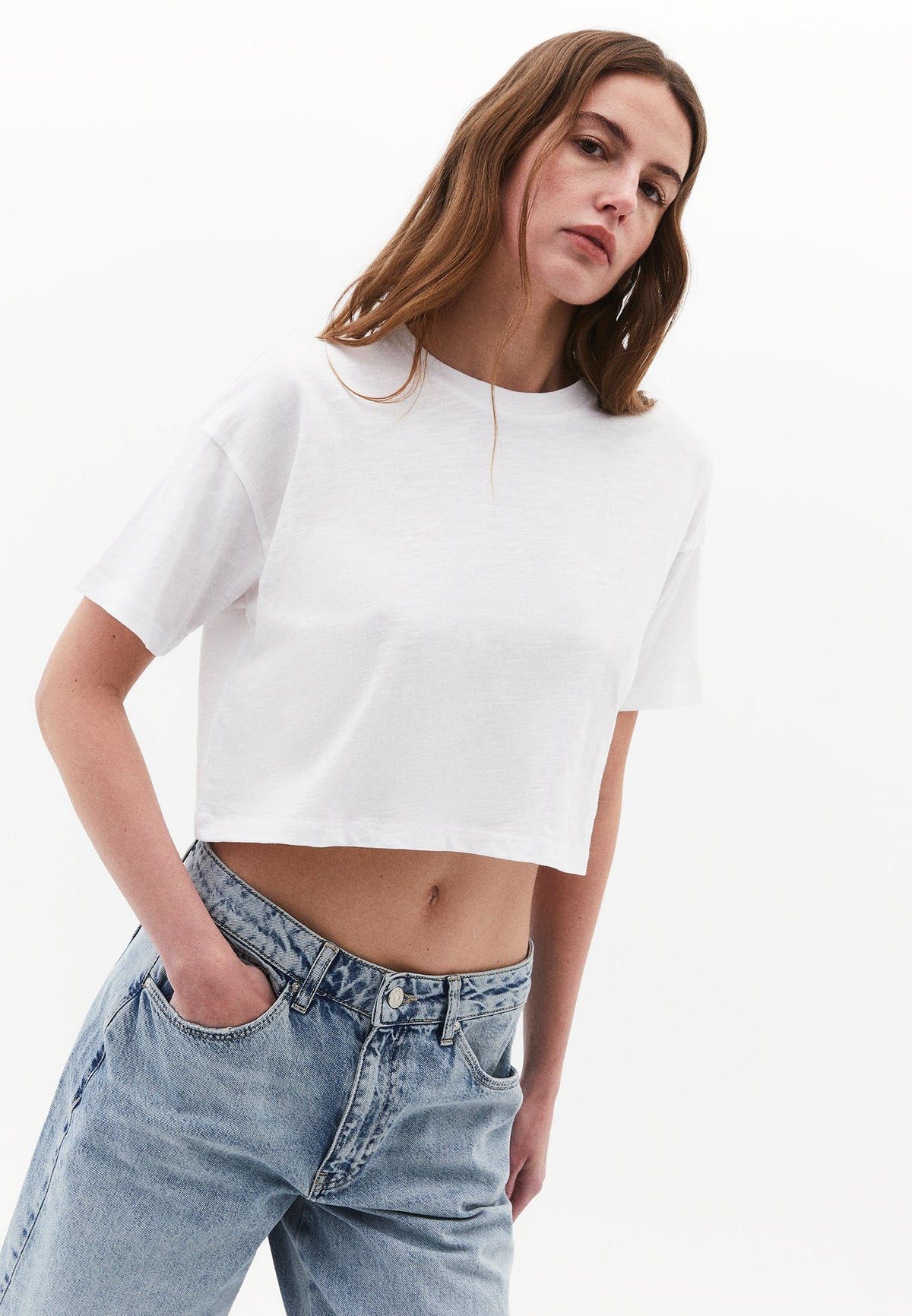 Cropped Loose Fit T-Shirt - WHITE