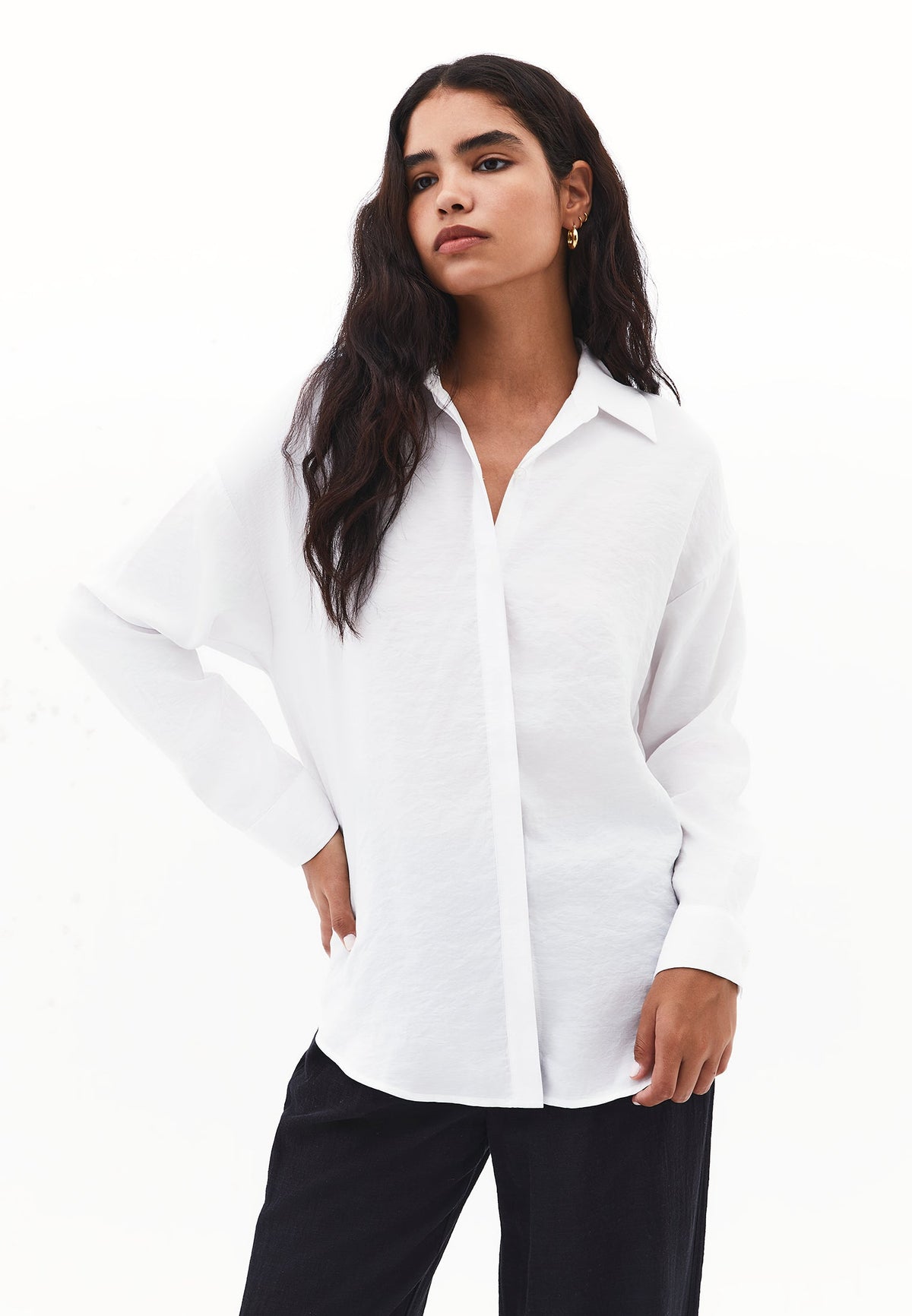Button Detailed Oversize Shirt - WHITE