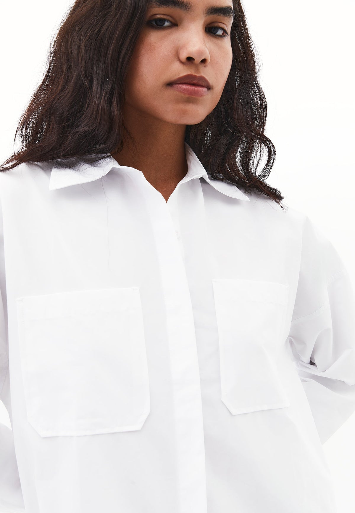 Button Detailed Tunic Shirt - WHITE