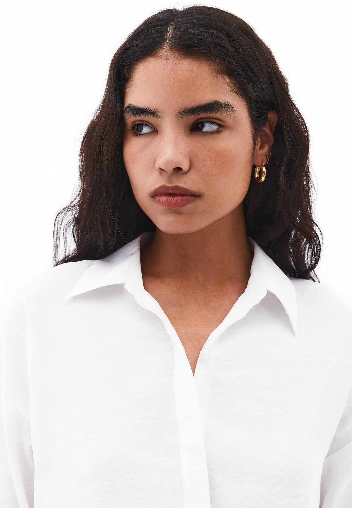Button Detailed Oversize Shirt - WHITE