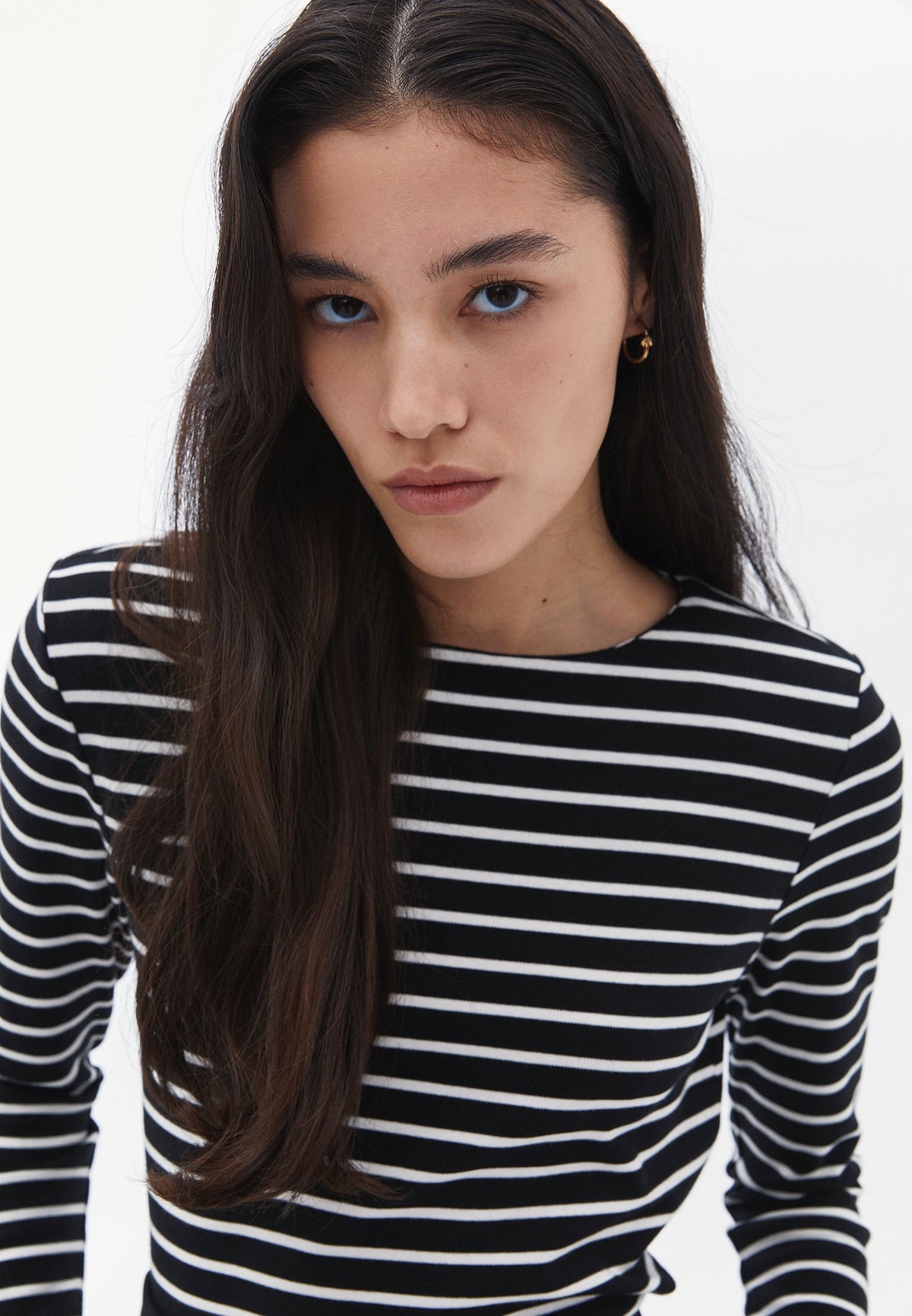 Long Sleeve Boat Neck Sweatshirt - BLACK/WHITE