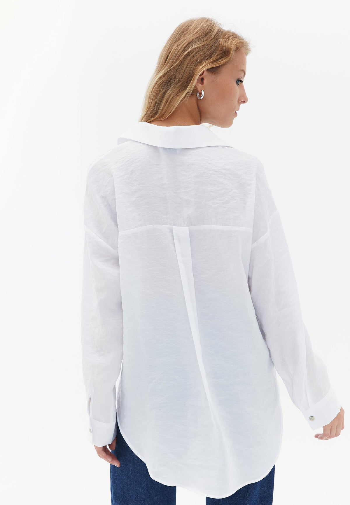 Buttoned Oversize Shirt - WHITE