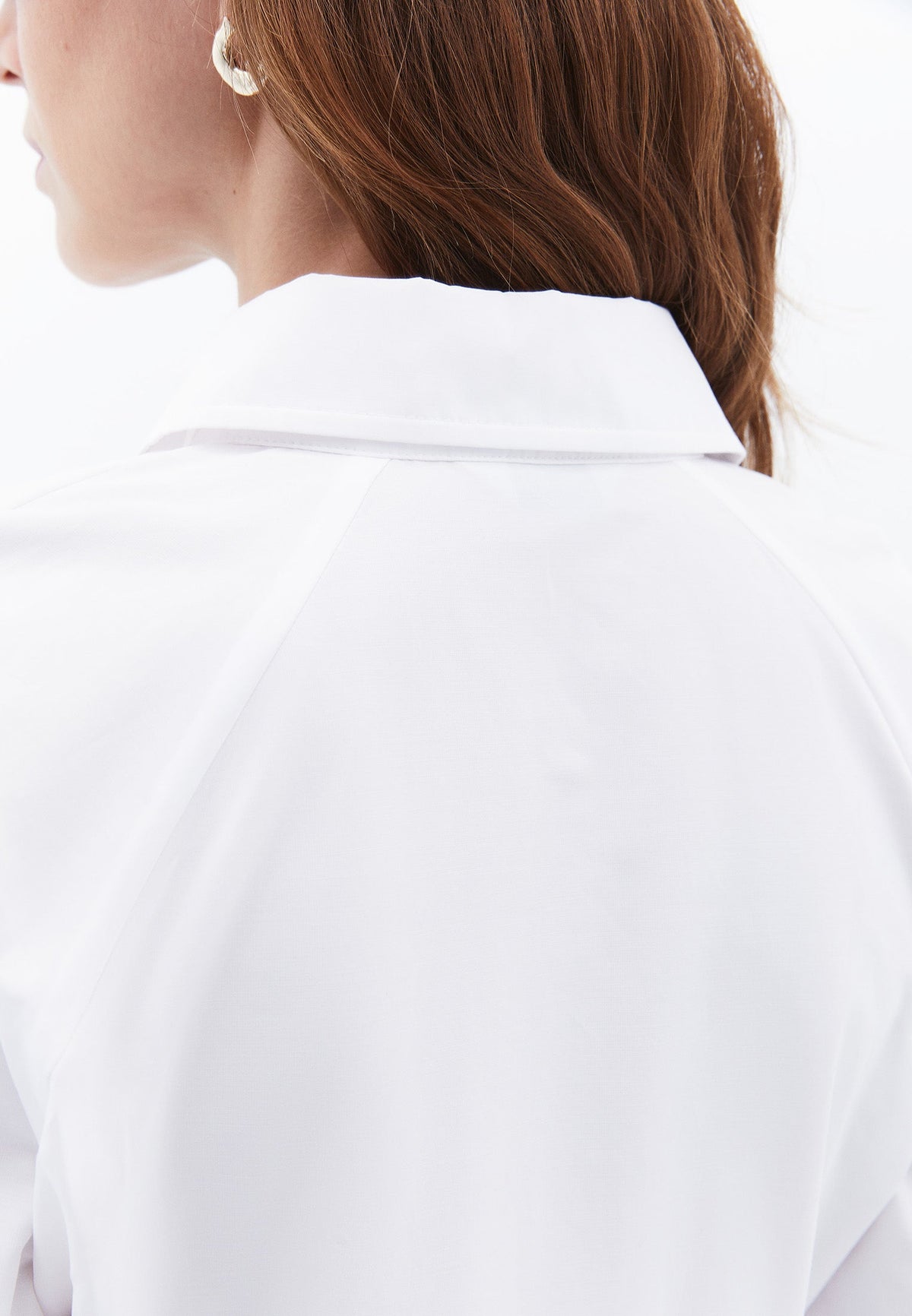 Slim Fit Shirt With Long Raglan Sleeve - WHITE