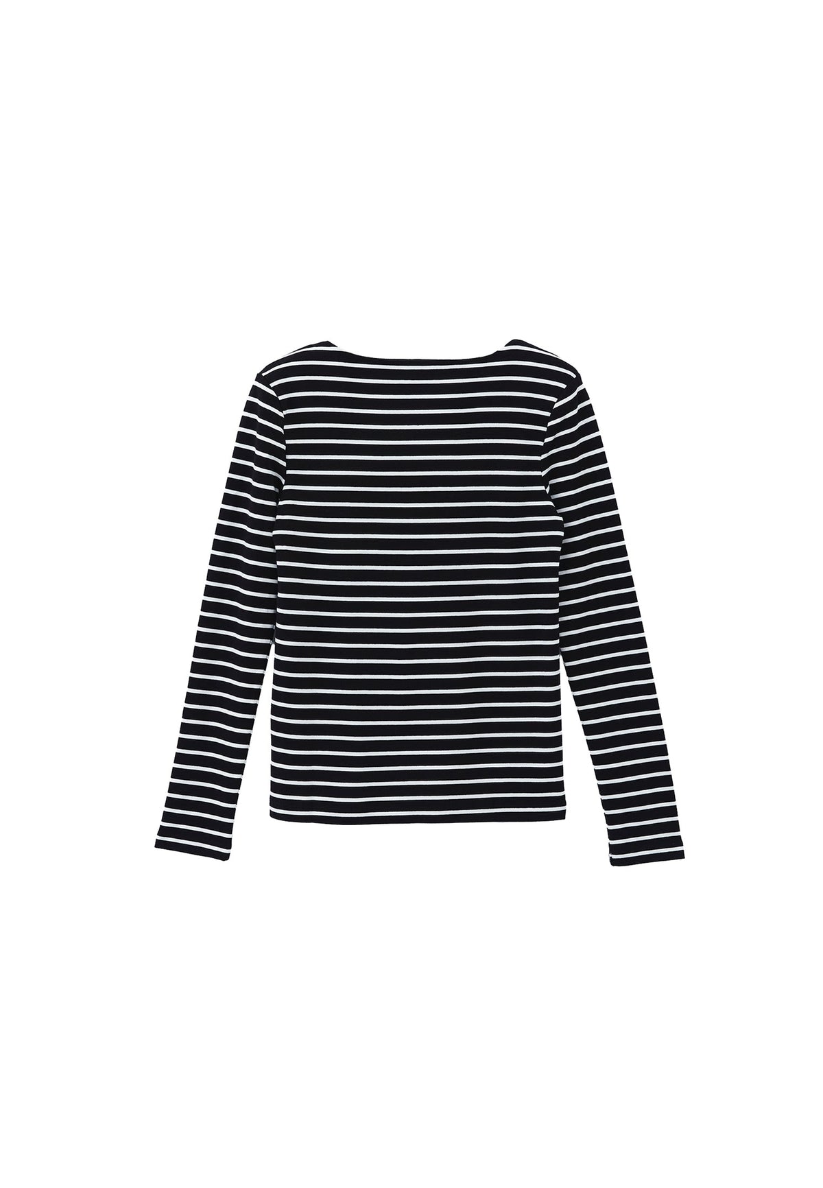 Long Sleeve Boat Neck Sweatshirt - BLACK/WHITE