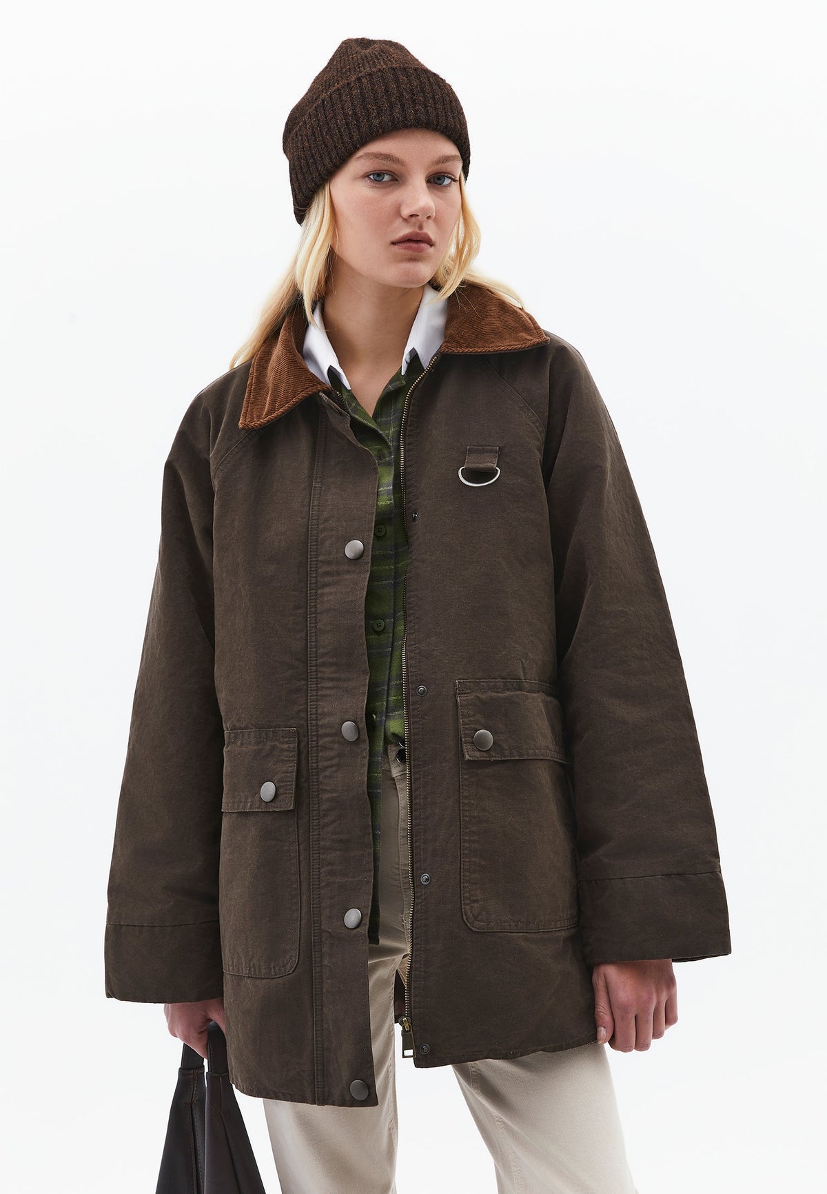 Oversize Shirt Collar Coated Jacket - WREN