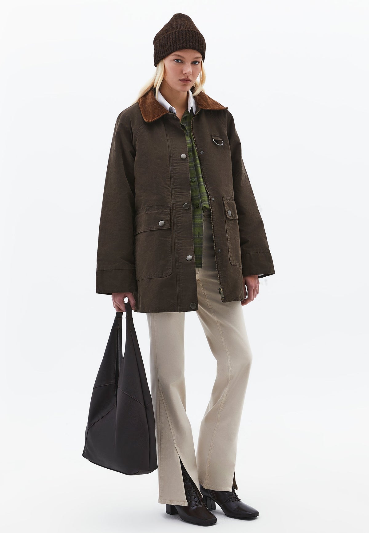 Oversize Shirt Collar Coated Jacket - WREN