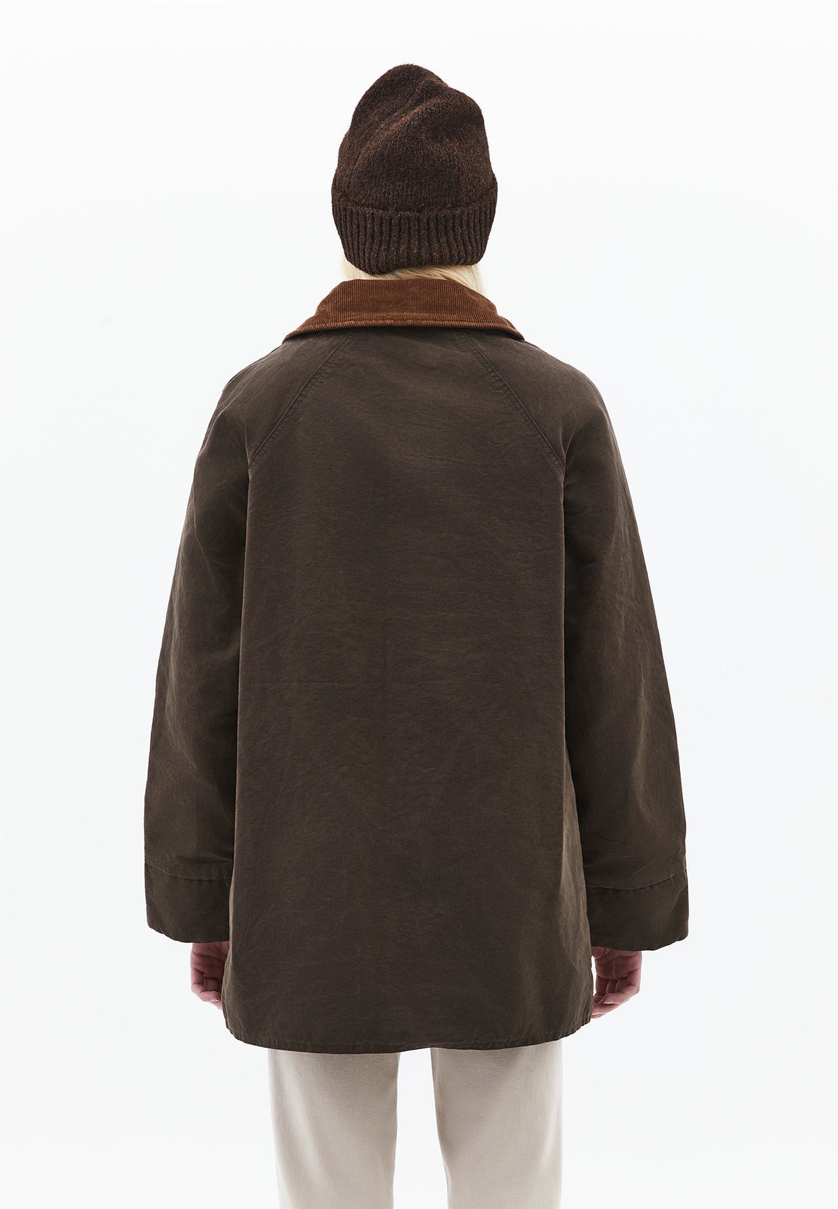 Oversize Shirt Collar Coated Jacket - WREN