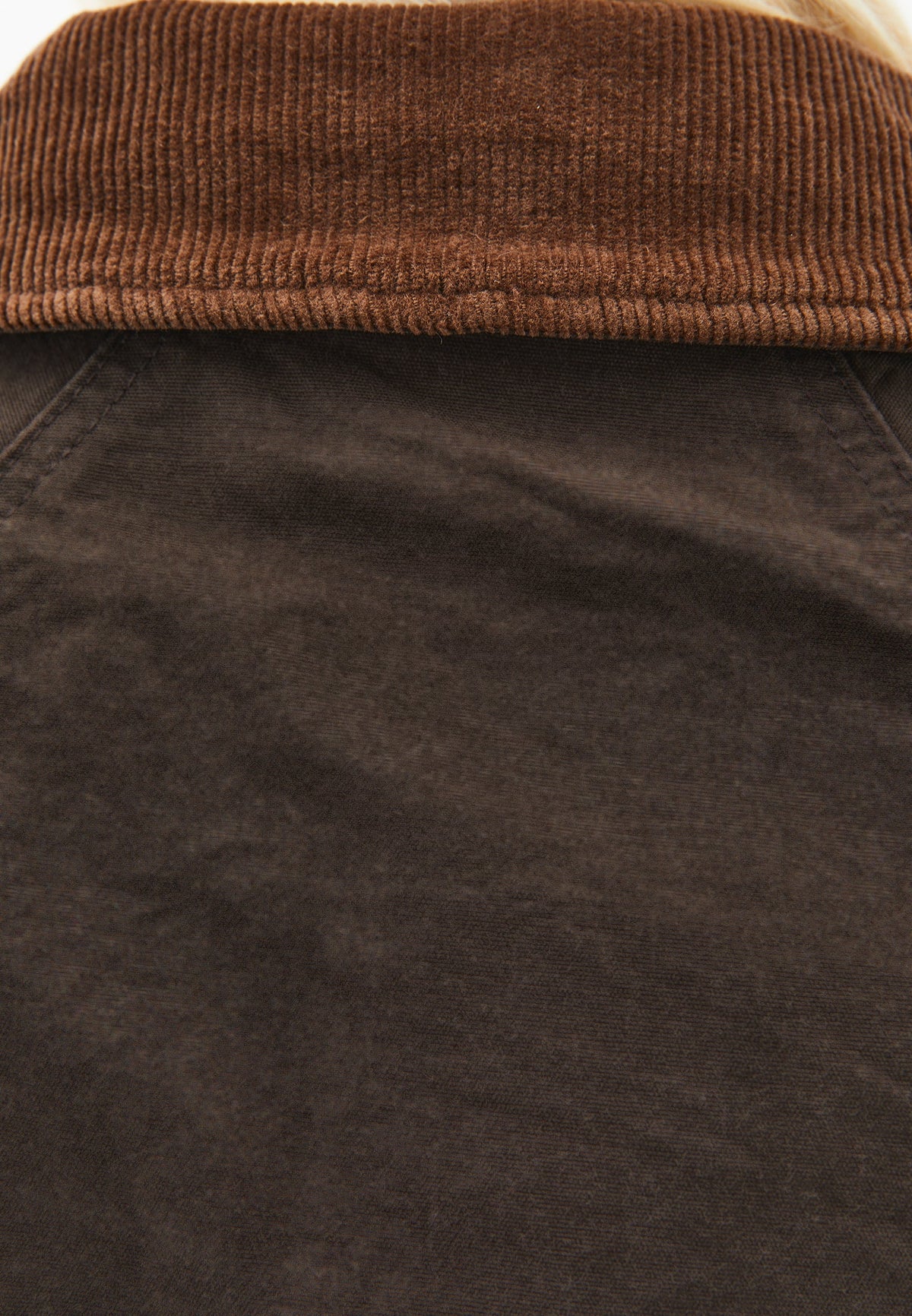 Oversize Shirt Collar Coated Jacket - WREN