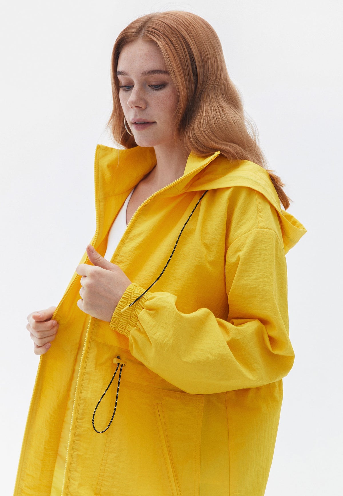 Tunic Length Long Sleeve High Neck Jacket - YELLOW BALLOON